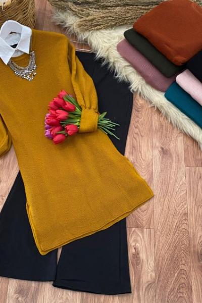 Balon Tunik ve Pantolon Takım ( , hardal, siyah renkleri mevcut)] çoklu renk