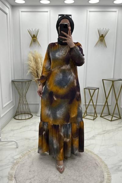 Batik Desen Elbise-Hardal Hardal Geçişli