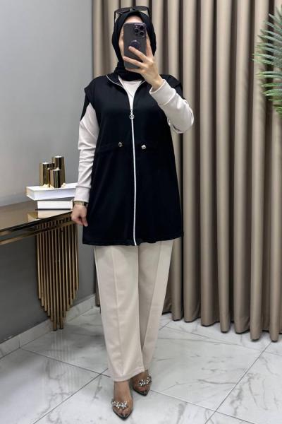 Begonya Üçlü Takım Siyah Siyah