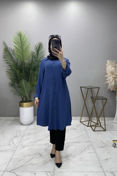 BEGÜM GÖMLEK TUNİK İNDİGO İndigo