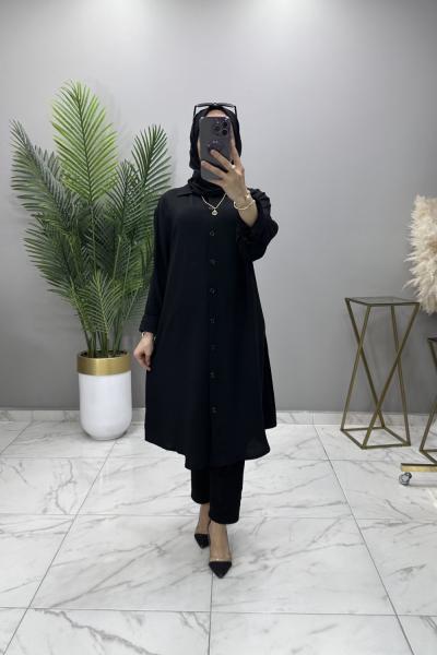 BEGÜM GÖMLEK TUNİK SİYAH  Siyah