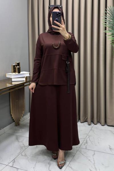 Belis Etekli Takım Kahve Kahverengi