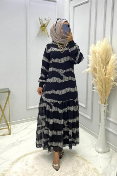 Belma Elbise Siyah-Taş Siyah Taş