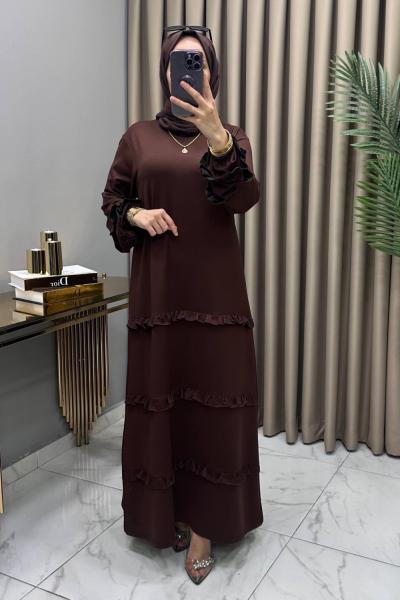 Bergen Elbise Kahve Kahverengi