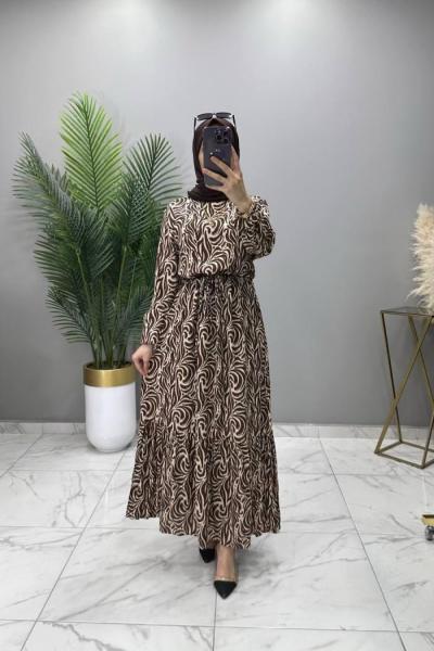 Beyza Elbise Kahve Kahverengi