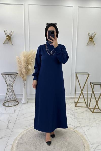 Boğazlı Elbise İndigo İndigo