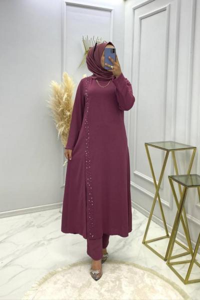 Boncuk Pantolon Tunik Takım Gül Gül