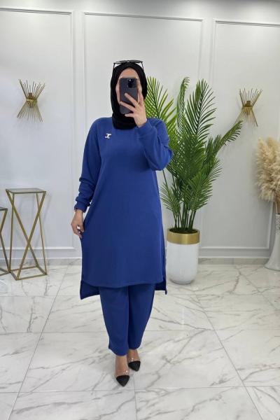 Broş Takım İndigo Pantolon Tunik  İndigo