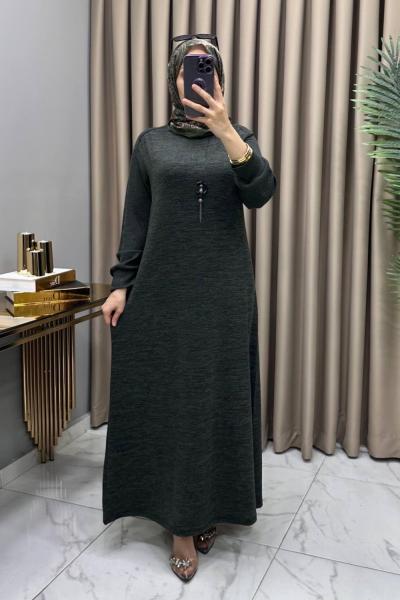 Buğlem Elbise Kolye Hediyeli Haki Haki