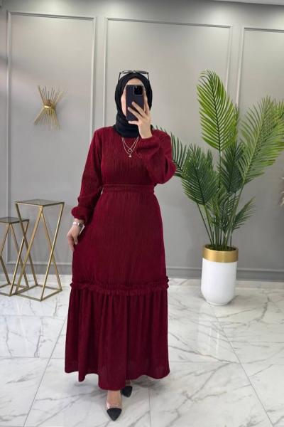 Burcu Elbise Bordo Bordo