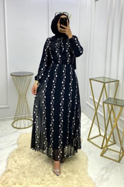 Burcu Şifon Elbise-Siyah