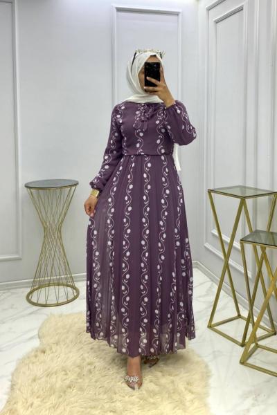 Burcu Şifon Elbise-Leylak