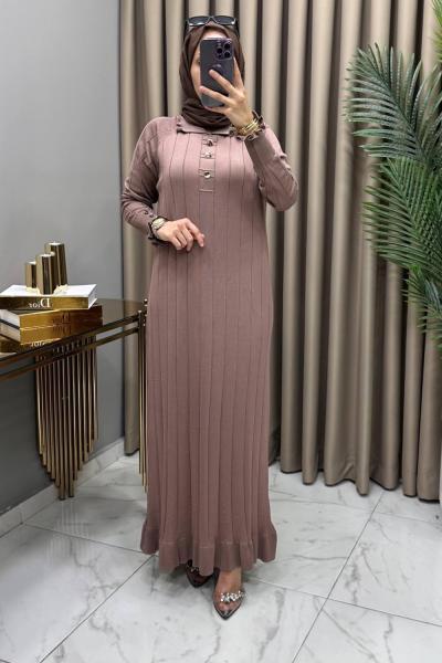 Büşra Soğuk Merserize Elbise Vizon Vizon