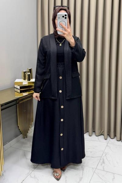 Ceketli Etekli Takım Siyah Siyah