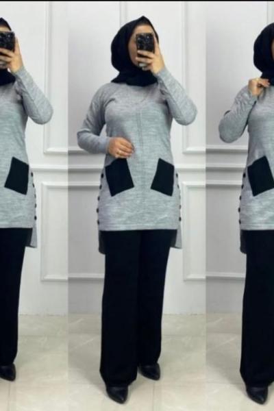 Cepli Triko Takım Gri Gri