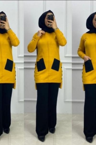 Cepli Triko Takım Hardal Hardal Sarısı