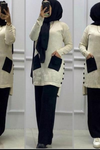 Cepli Triko Takım Taş Taş Rengi