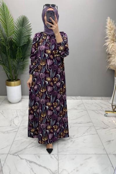 Çiçek Elbise Leylak Leylak