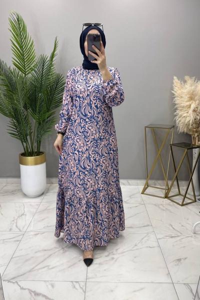 Dalga Elbise İndigo Mavi İndigo