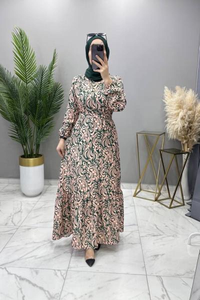 Dalga Elbise Zümrüt Yeşil Zümrüt