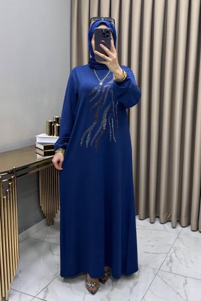 Damla Abiye Elbise İndigo İndigo