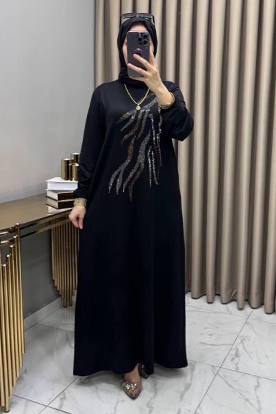 Damla Abiye Elbise Siyah Siyah