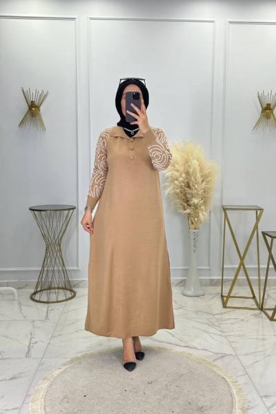 Damla Triko Elbise Vizon Vizon