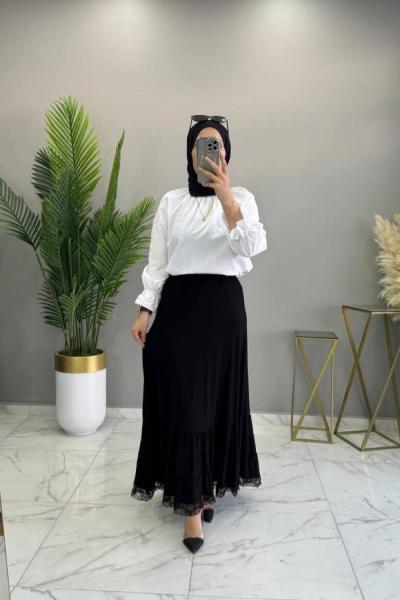 Dantelli Etek Siyah 1 Adet  Siyah