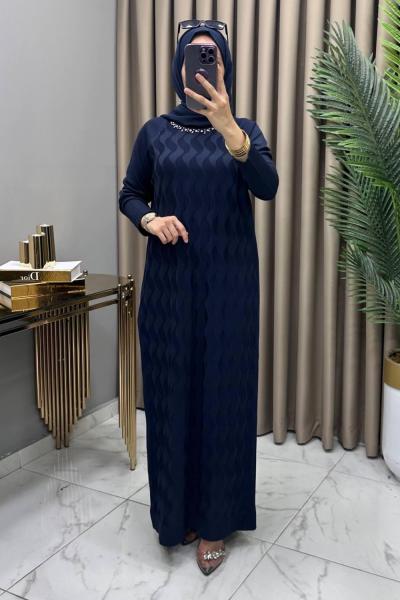 Deniz Soğuk Merserize Elbise Lacivert Lacivert