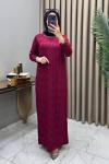 Deniz Soğuk Merserize Elbise Bordo Bordo