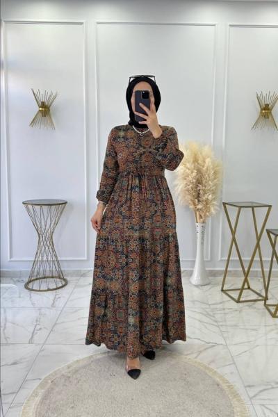 Dilek Elbise Etnik Haki Yeşil Haki