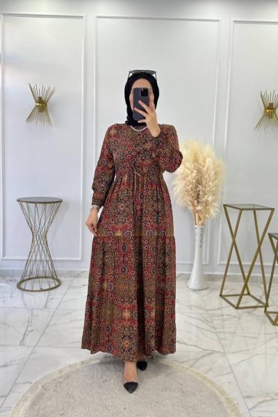 Dilek Elbise Etnik Kiremit Kiremit