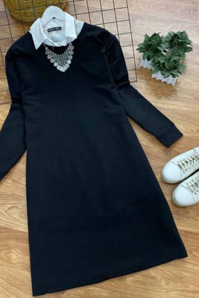 Dolgu Kumaş Tunik Siyah Siyah