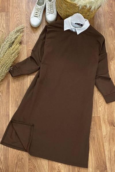 Dolgu Kumaş Tunik Kahve Kahverengi