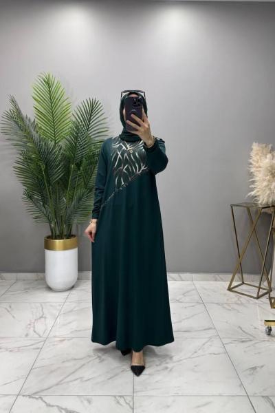 Dolunay Taşlı Elbise Zümrüt  Zümrüt