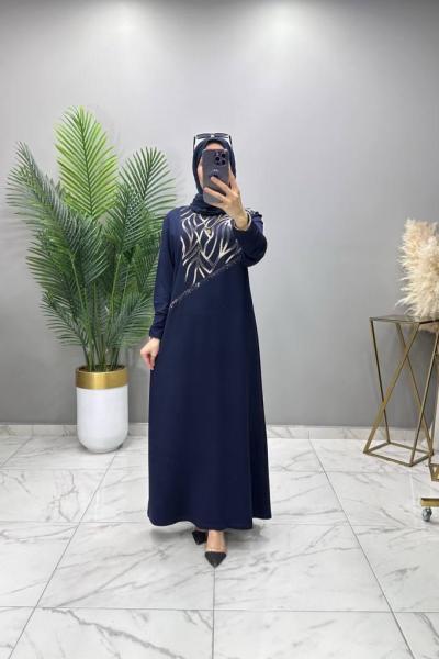 Dolunay Taşlı Elbise Lacivert  Lacivert