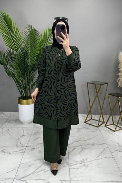 Düğmeli Takım Haki Haki