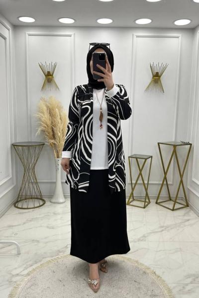 Ece Üçlü Takım Siyah Siyah