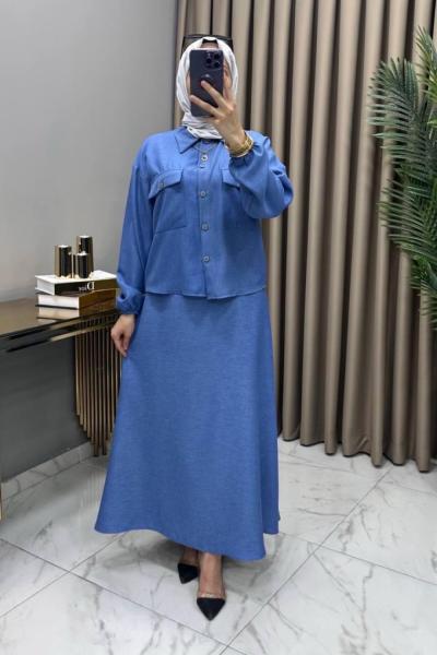 Ekin Ceket Etek Takım İndigo İndigo