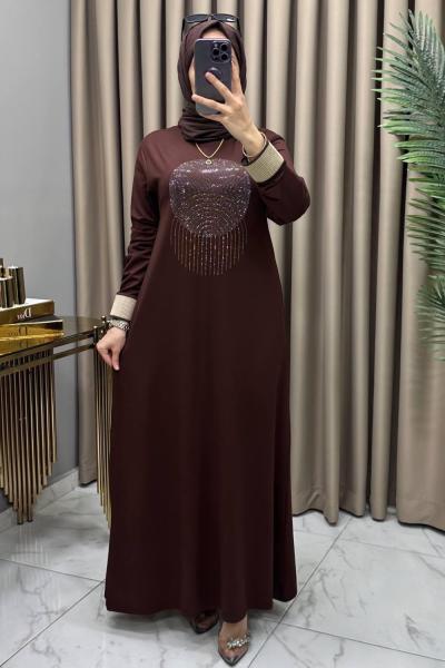 Elfida Abiye Elbise Kahve Kahverengi