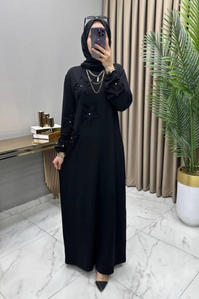 Enise Abiye Elbise Siyah Siyah