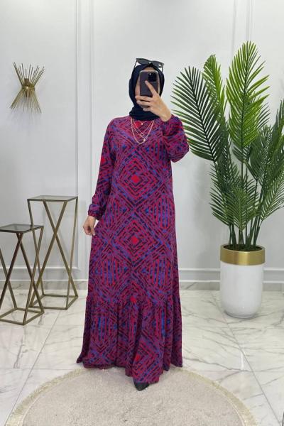 Esila Elbise Bordo Bordo