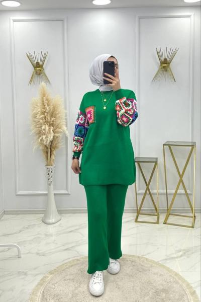 Etnik Triko Takım Zümrüt  Zümrüt