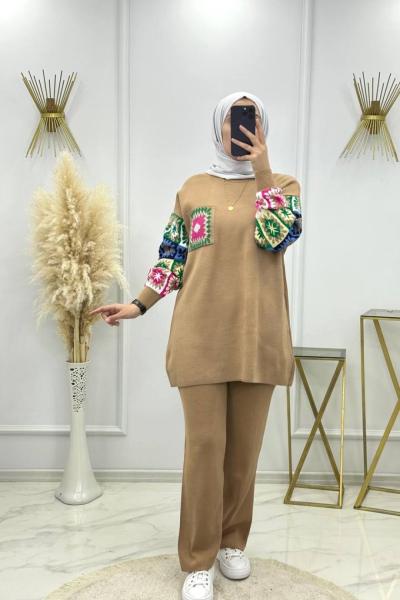 Etnik Triko Takım Vizon Vizon