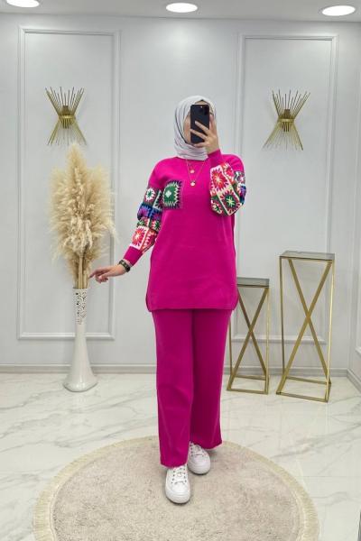 Etnik Triko Takım Fuşya  Fuşya