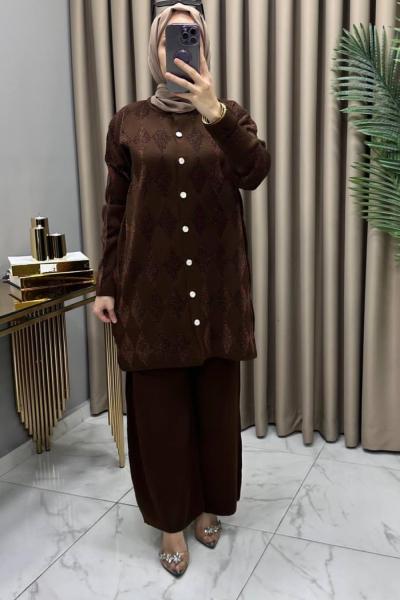 Evin Hırkalı Takım Kahve Kahverengi