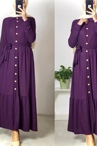 ferace elbise mor Mor