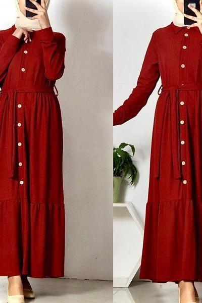 ferace elbise bordo Bordo