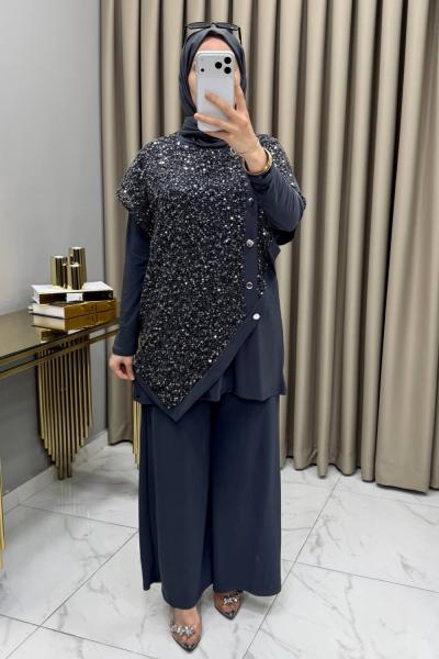 Ferhunde Üçlü Takım Füme Gri Füme