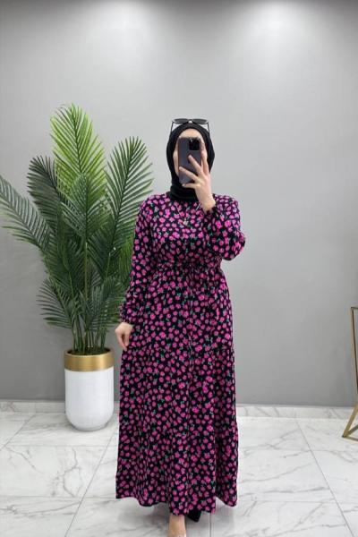 Ferize Elbise Fuşya Fuşya